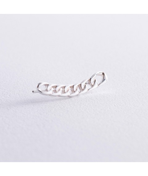 Silver single earring "Chain" 123227 Onyx