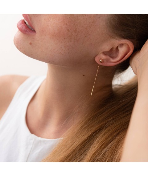 Gold earrings - broaches "Balls" s07955 Onix