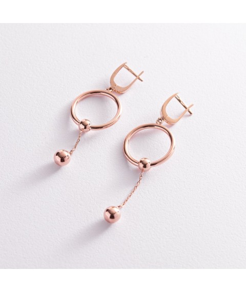Gold earrings "Uniqueness" with balls s07833 Onix