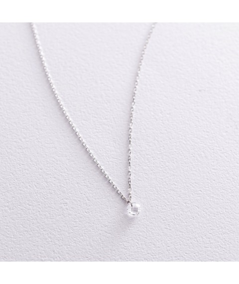 Necklace in white gold with one cubic zirconia col01814 Onix 40