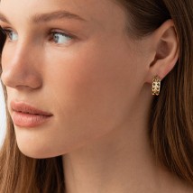 Сережки - кільця "Monika" у жовтому золоті с09159 Онікс