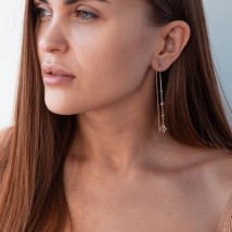 Gold earrings - broaches "Clover" (enamel) s07667 Onyx