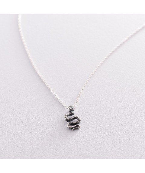 Silver necklace "Snake" 181108 Onyx 42