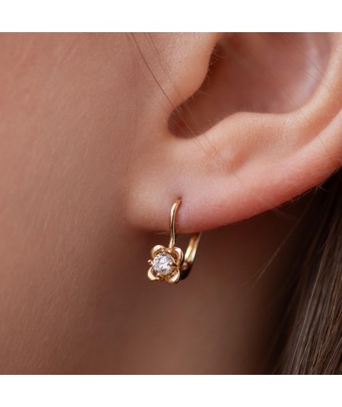 Gold earrings with cubic zirconia s05964 Onyx