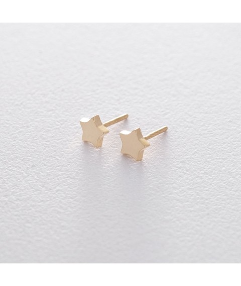 Gold stud earrings with stars s06193 Onyx
