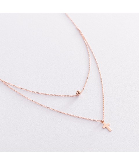 Double gold necklace "Cross and ball" kol01922 Onix 45