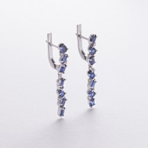 Серебряные серьги с сапфирами и фианитами 2379/1p-HSPH Онікс