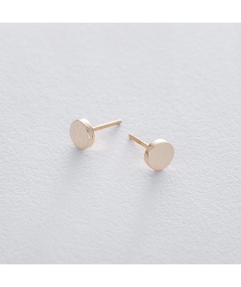 Gold stud earrings "Circles" s05559 Onyx