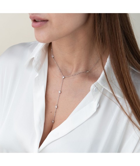 Silver necklace - tie with cubic zirconia 181140 Onix 48