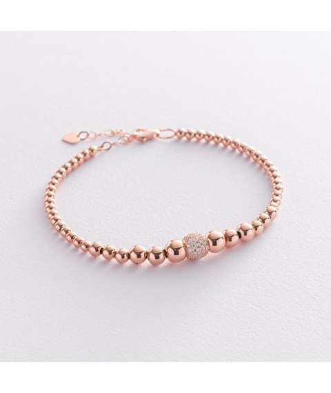 Bracelet "Balls" in red gold (cubic zirconia) b04697 Onix 20