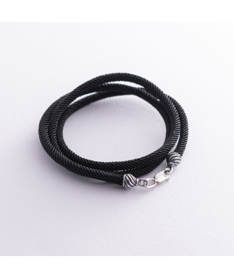 Silk cord with silver clasp (4mm) 18450 Onix 55