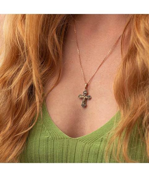 Orthodox cross "The Crucifixion of Christ. Prayer May God Rise" p01853 Onyx