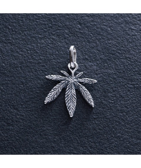 Silver pendant "Hemp leaf" 13389 Onyx