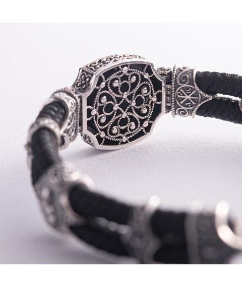Silver bracelet "Lord Almighty" (ebony, onyx) 427 Onyx 22.5