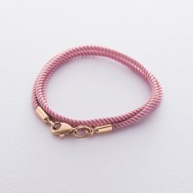 Шелковый розовый шнурок с гладкой золотой застежкой (2мм) кол00932 Онікс  40