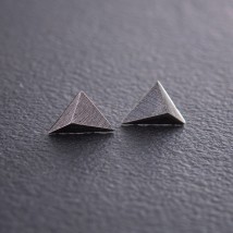 Сережки - пусети "Піраміда" у сріблі 123265 Онікс
