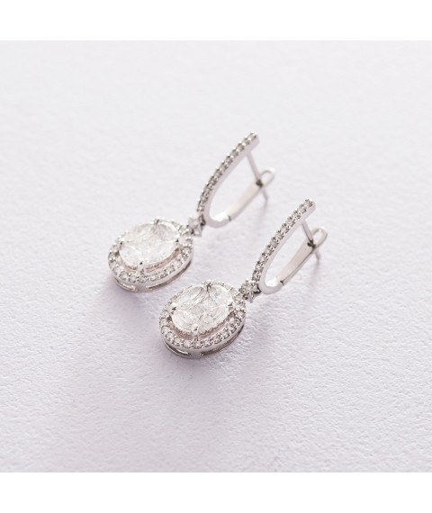 Gold earrings with diamonds on an English clasp sb0317di Onyx