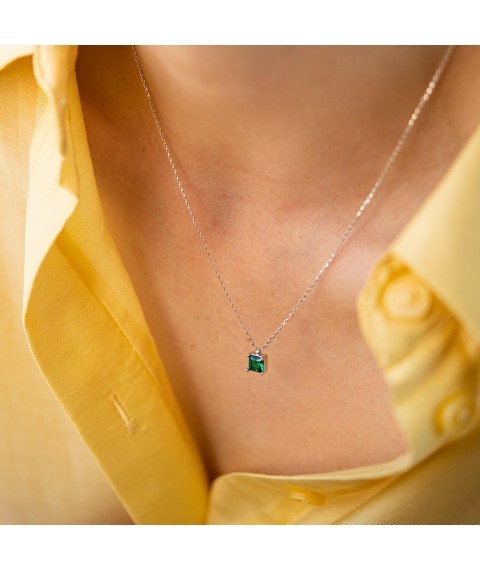 Gold necklace "Alma" (green cubic zirconia) count02370 Onix 45