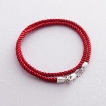 Шелковый красный шнурок с гладкой серебряной застежкой (3мм) 18203 Онікс  40