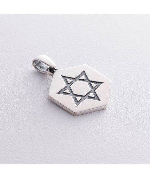 Silver pendant "Star of David" (engraving possible) 133232 Onyx