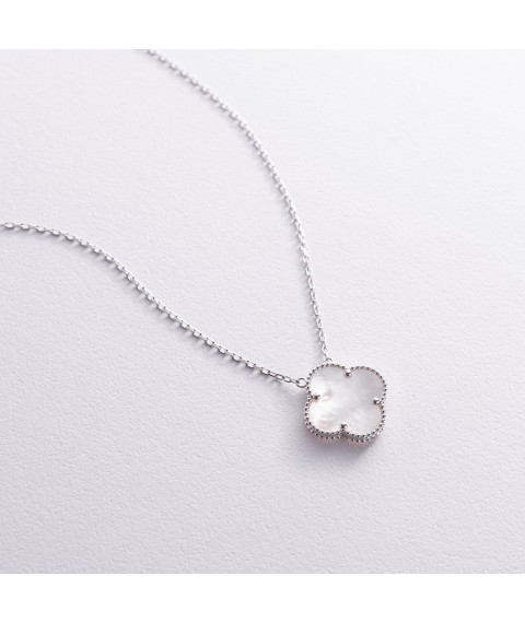 Gold necklace "Clover" with mother-of-pearl col02552 Onyx 45