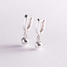 Silver earrings "Balls" 123120 Onyx