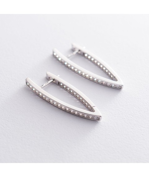 Silver earrings "Initiative" (white cubic zirconia) 122682 Onyx
