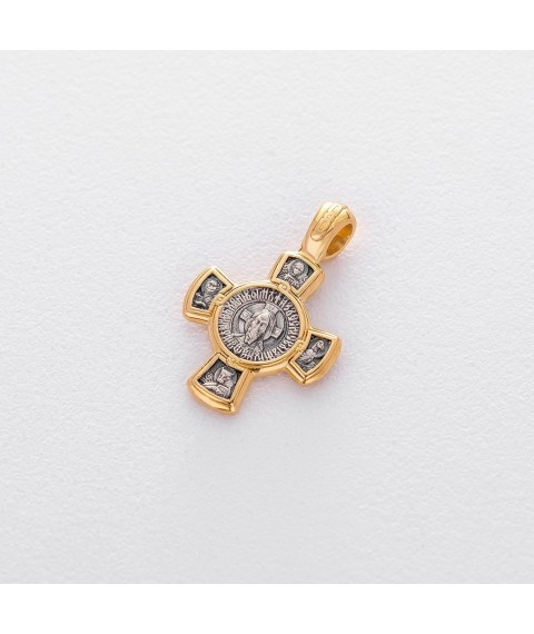 Срібний хрест з позолотою. '' Спас. Касперовська ікона Божої Матері '' 132444 Онікс