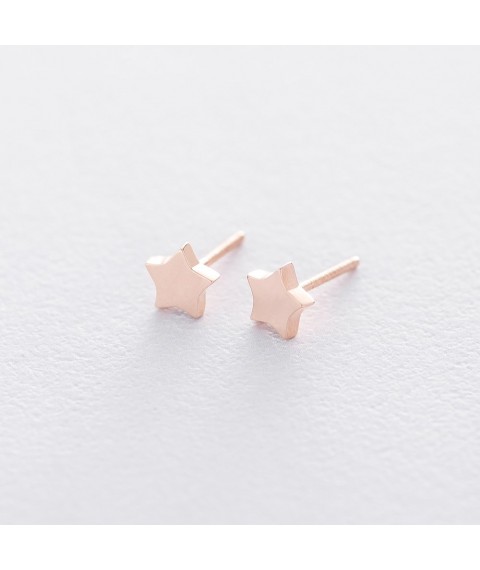 Gold stud earrings "Stars" s06046 Onyx