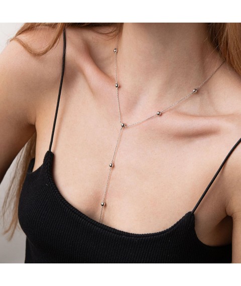Necklace 2 in 1 "Balls" in white gold coll01981 Onix 42