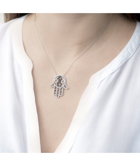 Silver necklace "Hamsa" 18590 Onix 45