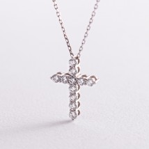 Gold necklace "Cross" with diamonds 112131121 Onix 40