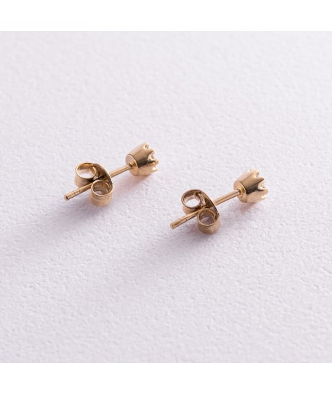 Gold earrings - studs with cubic zirconia s05845 Onyx