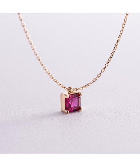Gold necklace "Alma" (pink cubic zirconia) count02367 Onix 45