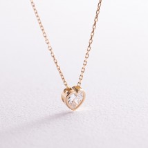 Gold necklace "Heart" with cubic zirconia col02345 Onix 45
