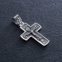 Серебряный крест "Розп'яття. Спаси і Збережи" кду-19 Онікс