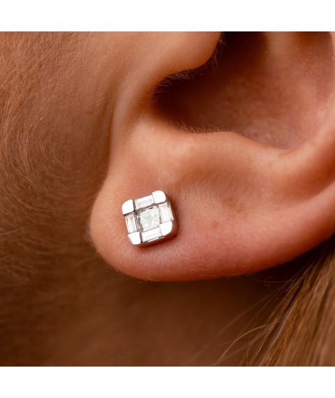 Gold earrings - studs with diamonds sb0543cha Onyx
