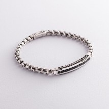Silver men's bracelet with black spinel ZANCAN EXB701 Onix 21