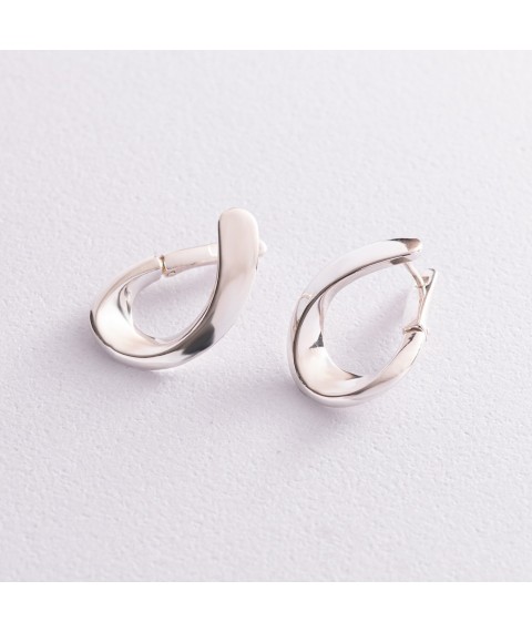 Silver earrings "Droplets" 123103 Onyx
