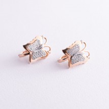 Золоті сережки "Метелики з фіанітами" с04435 Онікс