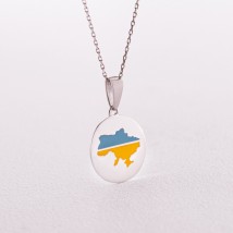 Silver necklace "Map of Ukraine" with enamel 940 Onix 50