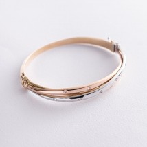 Rigid bracelet made of three colors of gold (cubic zirconia) b04495 Onyx