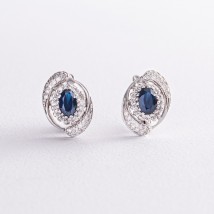 Gold earrings with diamonds and sapphires s2136 Onyx