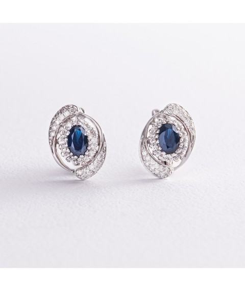 Gold earrings with diamonds and sapphires s2136 Onyx