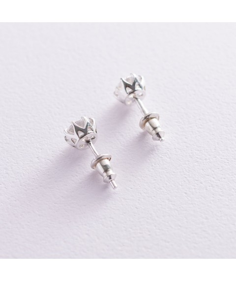 Silver stud earrings (fianit) 122080 Onyx