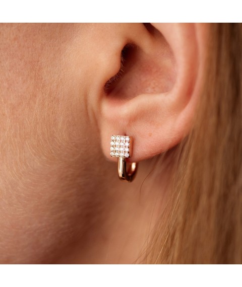 Gold earrings with cubic zirconia s07295 Onyx