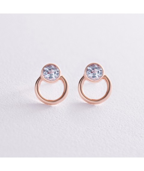 Earrings - studs "April" with topaz (red gold) s08230 Onyx