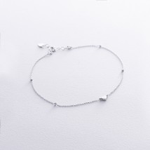 Anklet "Heart" in white gold b05346 Onix 26