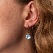 Gold earrings "Attraction" with blue topaz s08003 Onyx