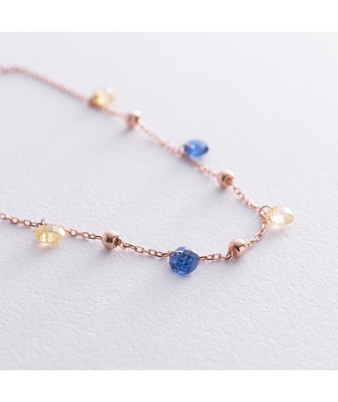 Gold bracelet "Independent" with balls (blue and yellow cubic zirconia) b05326 Onix 19